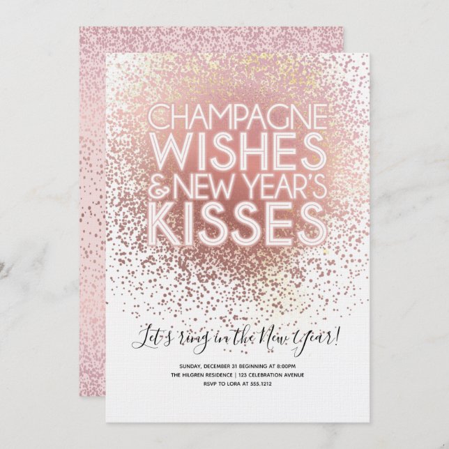 Rose Gold New Year's Eve Party Invitation (Front/Back)