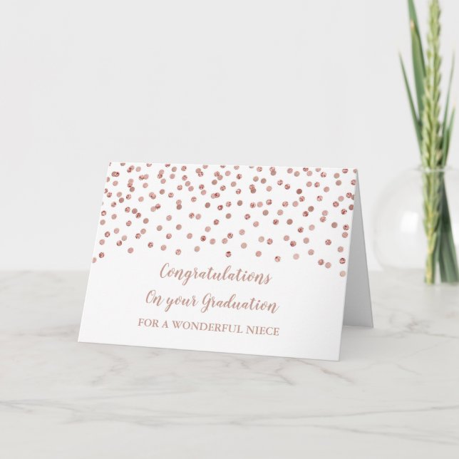 Rose Gold Niece Congratulations Graduation Card (Front)