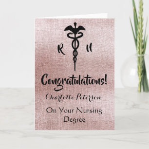 Rose Gold  Nurse Graduation Congratulation Card