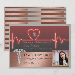 Rose Gold Nurse Graduation Invitation - PHOTO RN