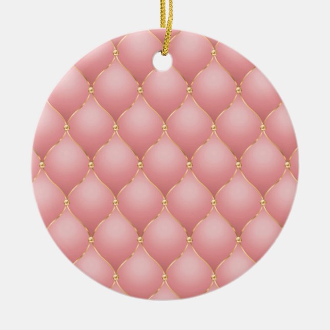Rose Gold Ogee Tufted Christmas Ornament (Front)