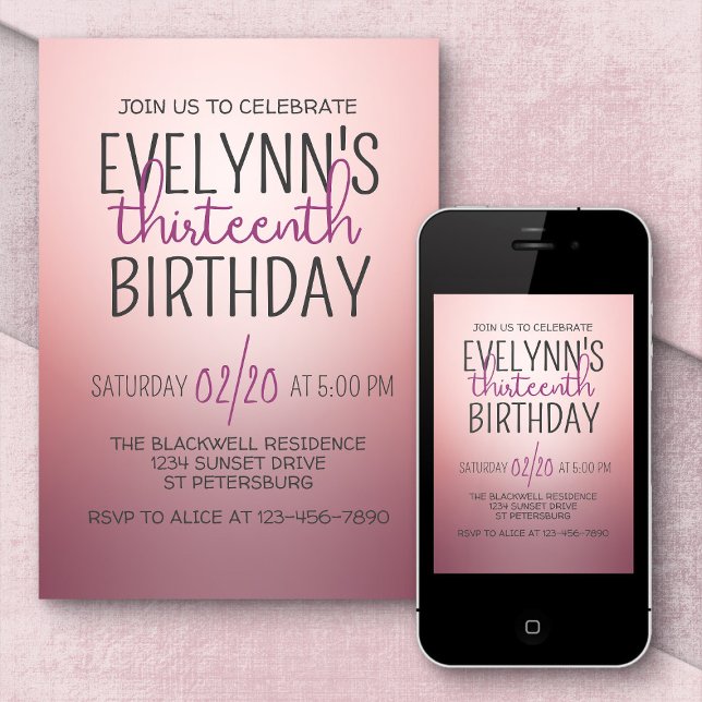 Rose Gold Ombre Birthday Invitation (Creator Uploaded)