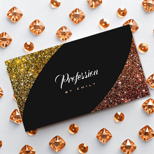 Rose Gold Ombre Glitter Sparkle Glam Professional Business Card