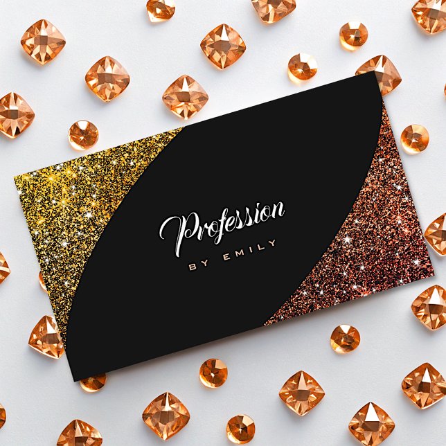 Rose Gold Ombre Glitter Sparkle Glam Professional Business Card (Creator Uploaded)