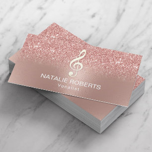 Rose Gold Ombre Music Vocalist Singer Songwriter Business Card