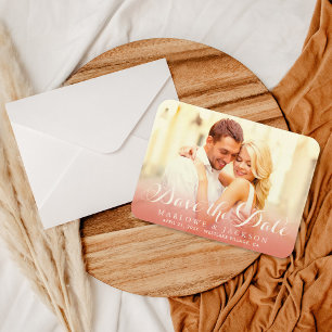 Rose Gold Ombre Photo Save Date Magnet