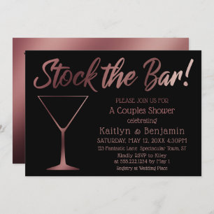 Rose Gold Ombre Stock the Bar Couples Shower Invitation