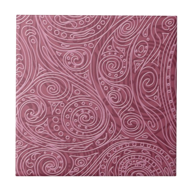 Rose Gold Openwork Spiral Pattern Ceramic Tile (Front)