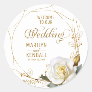 Rose Gold Organic Floral Classic Round Sticker