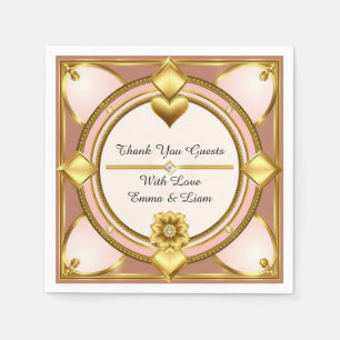 💖 Rose Gold Ornament Wedding Celebration Theme 🖤 Napkin