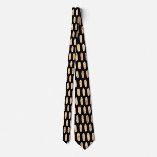 Rose gold ovals on pure black modern pattern tie