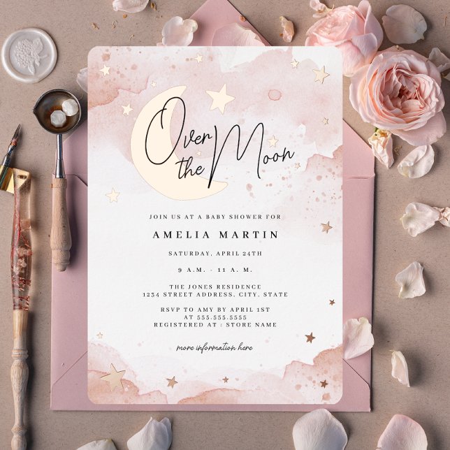 Rose Gold Over the Moon Blush Baby Shower (Creator Uploaded)