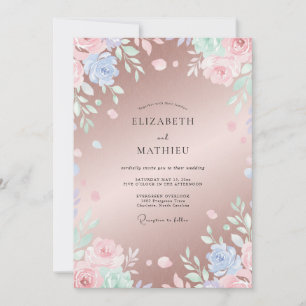 Rose Gold Painted Wedding Invitation