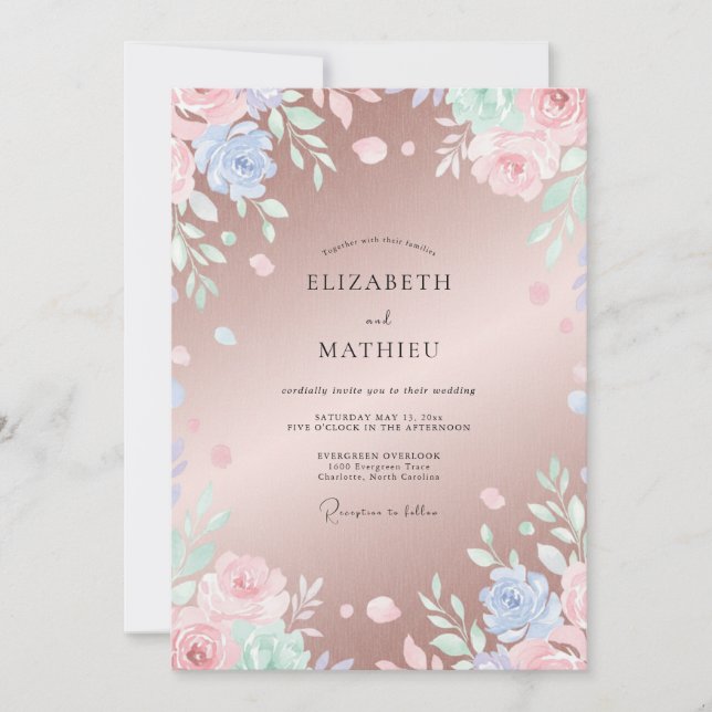 Rose Gold Painted Wedding Invitation (Front)