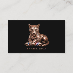 Rose Gold Panther Professional Barber Shop Logo Business Card