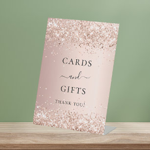 Rose gold party cards gifts pedestal sign