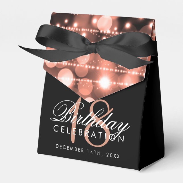 Rose Gold Party Sparkles 18th Birthday Favour Favour Box (Front Side)