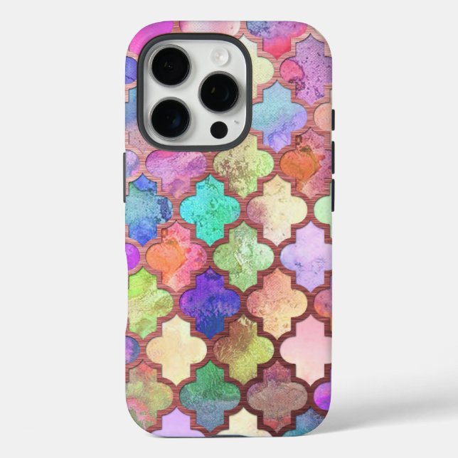 Rose Gold & Pastel Moroccan Quatrefoil Case-Mate iPhone Case (Back)