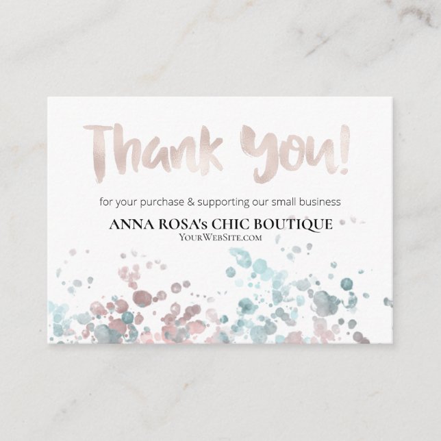 *~* ROSE GOLD Pastel  QR Logo THANK YOU Review AP8 Enclosure Card (Front)