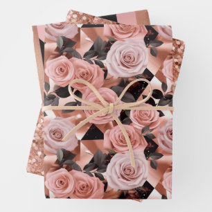 Rose Gold Pattern Wrapping Paper Sheet