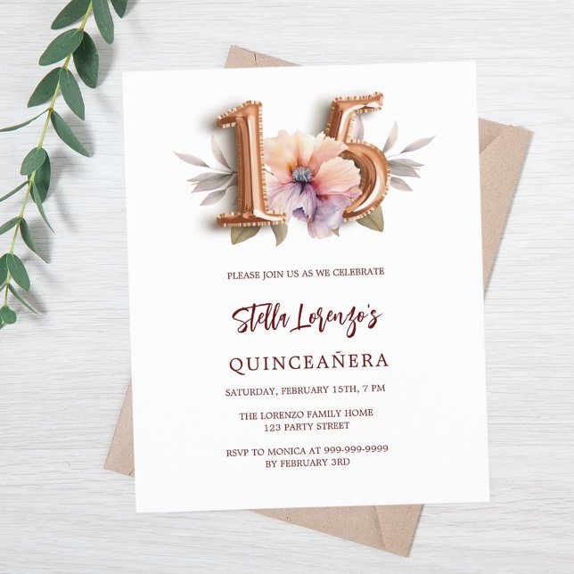 Rose gold peach floral budget Quinceanera (Creator Uploaded)