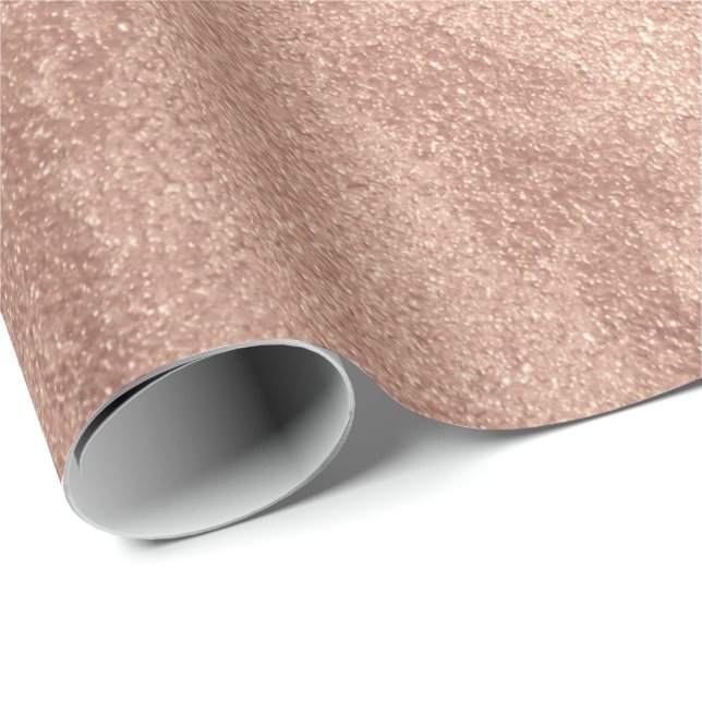 Rose Gold Peach Glitter Abstract Cement Copper Wrapping Paper (Roll Corner)