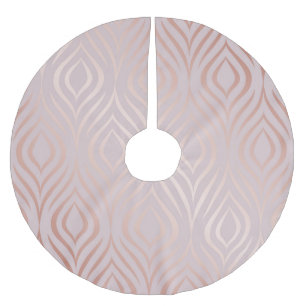 Rose gold peacock feathers, vintage brushed polyester tree skirt
