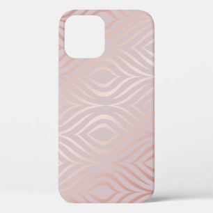 Rose gold peacock feathers, vintage iPhone 12 case