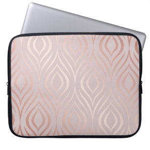 Rose gold peacock feathers, vintage laptop sleeve