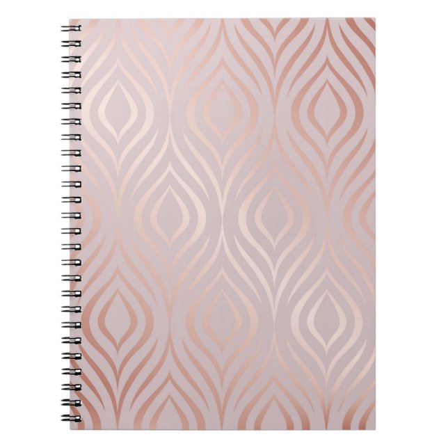 Rose gold peacock feathers, vintage notebook (Front)
