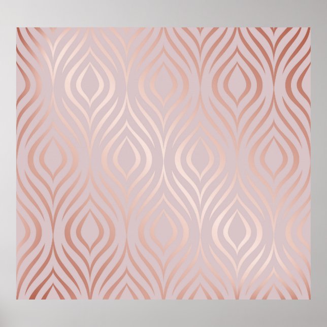 Rose gold peacock feathers, vintage poster (Front)