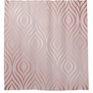 Rose gold peacock feathers, vintage shower curtain