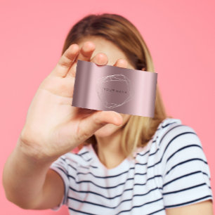 Rose Gold Pearly Poligonal Frame Eggplant Mauve Business Card