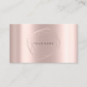 Rose Gold Pearly Poligonal Frame Lux Metallic Business Card