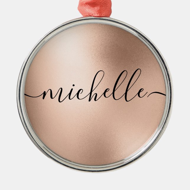 Rose Gold Personalised Christmas Metal Ornament (Front)