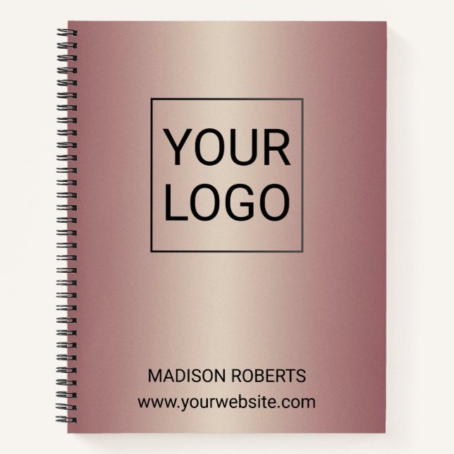 Rose Gold Personalised Logo Business  Notebook (Front)