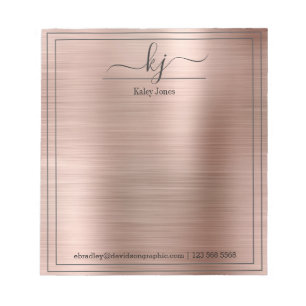 Rose Gold Personalised Name From The Desk Of Notepad