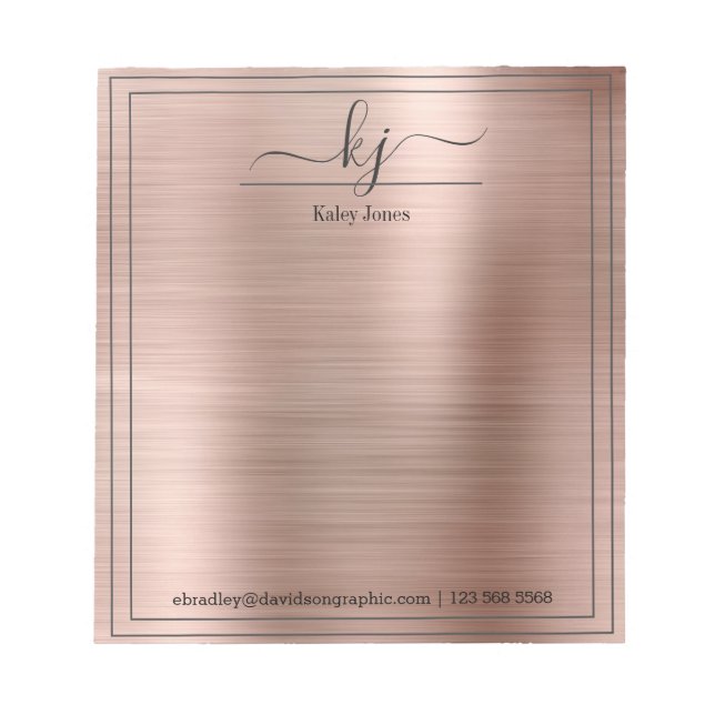 Rose Gold Personalised Name | From The Desk Of  Notepad (Front)