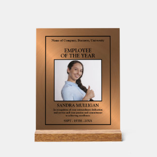 Rose Gold/Personalised Photo - Employee Award Acrylic Sign