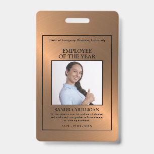 Rose Gold/Personalised Photo - Employee Award ID Badge
