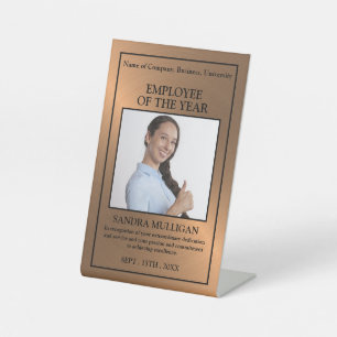 Rose Gold/Personalised Photo - Employee Award Pedestal Sign