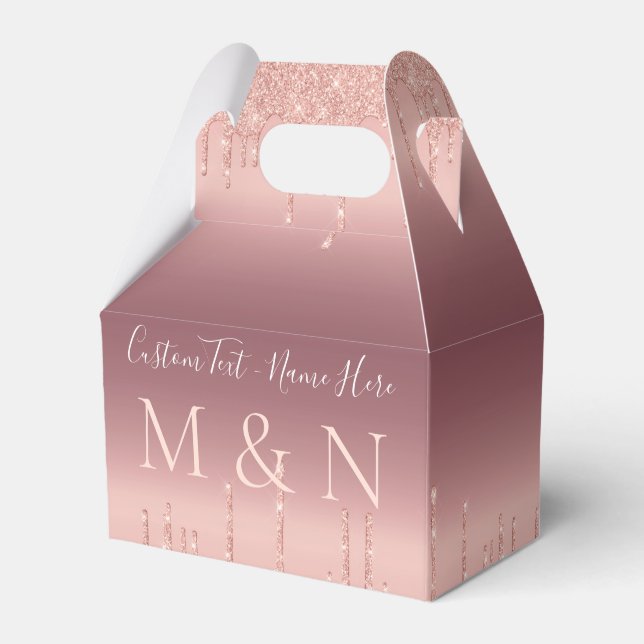 Rose Gold Personalised Wedding Favour or Gift Boxe Box (Back Side)