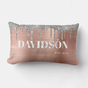 Rose Gold Personalised Wedding Lumbar Pillow