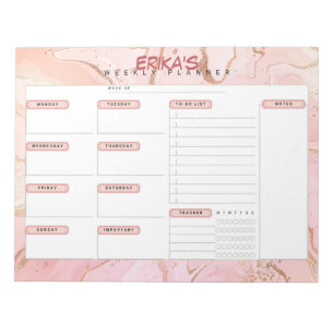 Rose Gold Personalised Weekly Planner Notepad