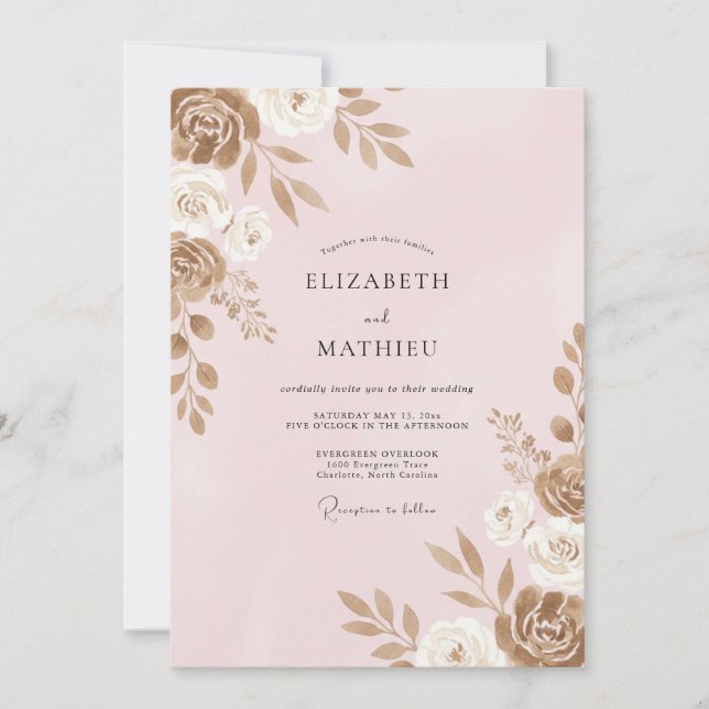 Rose Gold Petal Wedding Invitation (Front)
