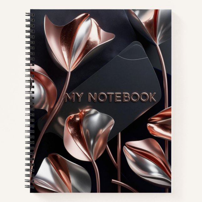 Rose Gold Petals: Shadowed Flora Art Notebook (Front)