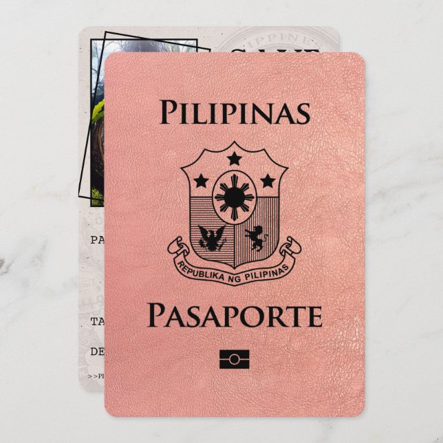 Rose Gold Philippines Passport Save The Date (Front/Back)