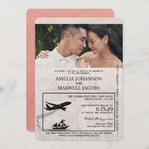Rose Gold Philippines Passport Wedding Invitation