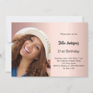 Rose gold photo arch birthday invitation