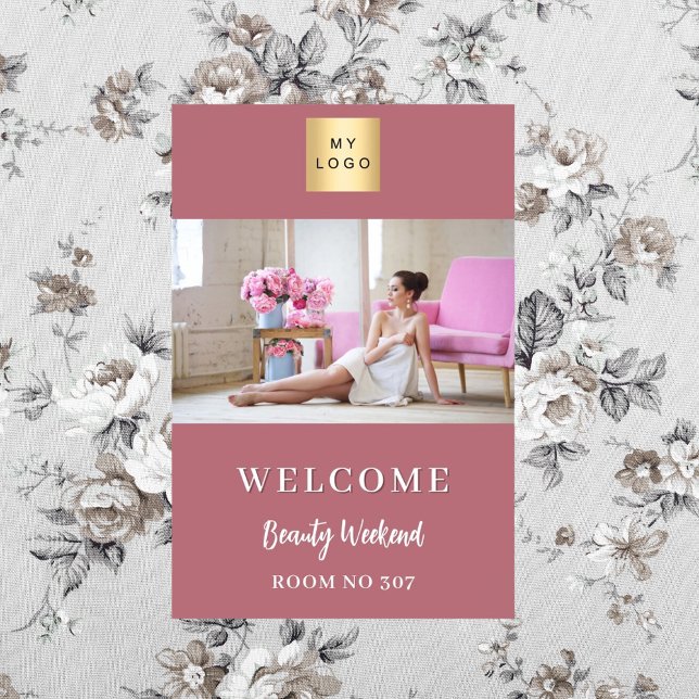 Rose gold photo business logo seminar welcome poster (Creator Uploaded)